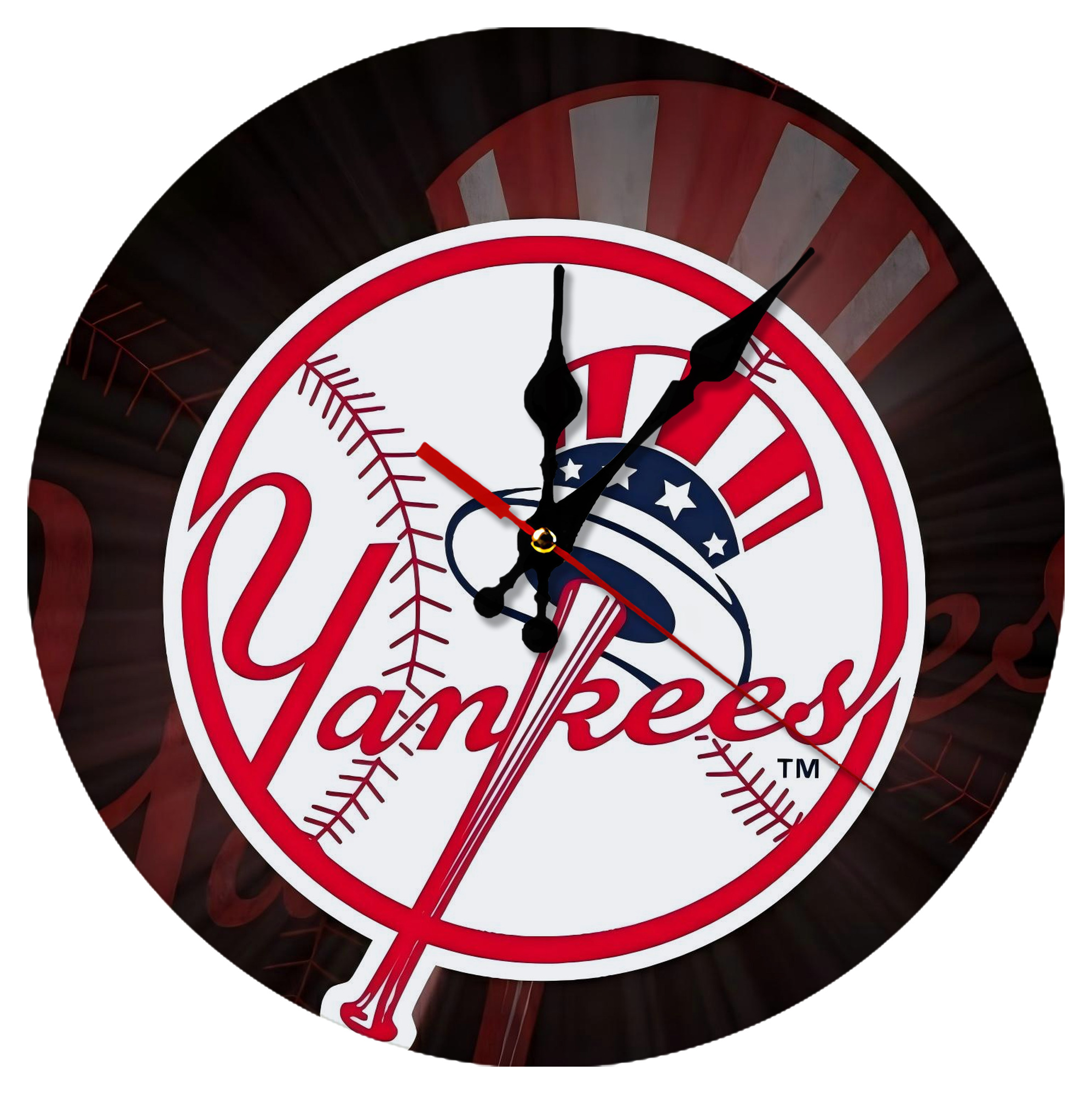 New York Yankees 124 Silent Round Wall Clock – Modern & Stylish DIY Design, Durable Wood Construction, Easy To Install – Perfect For Office, Bedroom, Living Room, And More